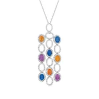 Pendentif en or blanc, saphirs multicolores et diamants blancs