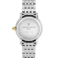Montre CLASSICS Slimline Ladies Moonphase Bracelet acier et plaqué or jaune, Cadran nacre blanche index diamants