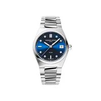 Montre HIGHLIFE Ladies Bracelets acier et caoutchouc blanc, Cadran bleu index diamants