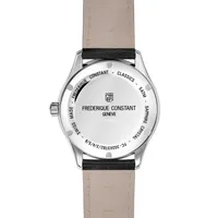 Montre CLASSICS Automatic Bracelet veau noir croco, Boucle ardillon, Cadran argenté guilloché chiffres romains