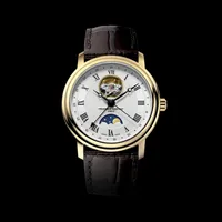 Montre CLASSICS Heart Beat Moonphase Date, Bracelet veau marron motif alligator, Boucle ardillon, Cadran argenté guilloché