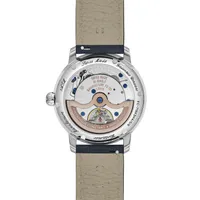 Montre MANUFACTURE Classic Worldtimer, Bracelet alligator bleu, Boucle déployante, Cadran bleu embossé et grainé