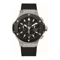 Montre BIG BANG STEEL CERAMIC Bracelet caoutchouc noir ligné, Boucle déployante, Cadran fibre de carbone
