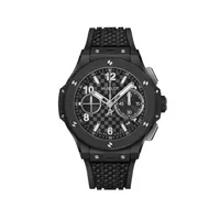Montre BIG BANG ORIGINAL BLACK MAGIC, Bracelet caoutchouc structuré noir, Boucle déployante en céramique noire et titane plaqué noir, Cadran estampé « effet carbone » satiné