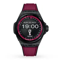 Montre BIG BANG E FIFA WORLD CUP QATAR 2022 Bracelets caoutchouc noir et noir doublé bourgogne, Boucle déployante, Cadran numérique Hublot
