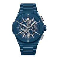 Montre BIG BANG INTEGRATED BLUE CERAMIC Bracelet ceramique bleue, Cadran squeletté bleu mat