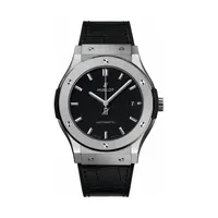 Montre CLASSIC FUSION TITANIUM Bracelet caoutchouc et alligator noir, Boucle déployante acier, Cadran noir mat