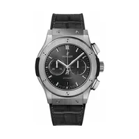 Montre CLASSIC FUSION RACING GREY CHRONOGRAPH TITANE Bracelet caoutchouc et alligator noir, boucle déployante acier, Cadran soleillé gris satiné