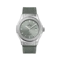 Montre CLASSIC FUSION TITANIUM SAGE GREEN, Bracelet caoutchouc et tissu vert sauge, Boucle déployante acier, Cadran soleillé vert sauge satiné