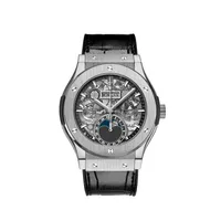 Montre CF AEROFUSION MOONPHASE TITANIUM Bracelet caoutchouc et alligator noir, Boucle déployante acier, Cadran en saphir