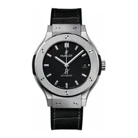 Montre CLASSIC FUSION TITANIUM Bracelet caoutchouc et alligator noir, Boucle déployante acier, Cadran noir mat