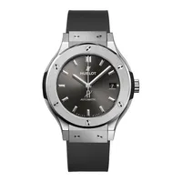 Montre CLASSIC FUSION RACING GREY TITANIUM Bracelet caoutchouc ligné gris, Boucle déployante acier, Cadran soleillé gris
