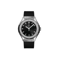 Montre CLASSIC FUSION TITANIUM, Bracelet caoutchouc noir ligné, Boucle déployante acier, Cadran soleillé noir