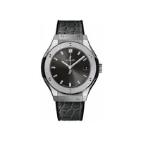 Montre CLASSIC FUSION TITANIUM RACING GREY Bracelet caoutchouc noir et alligator gris, Boucle déployante acier, Cadran soleillé gris satiné, Mouvement quartz