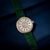Montre Jacob & Co Brilliant One Row, Or rose, diamants et tsavorites