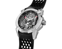 Montre EPIC X TITANIUM RED, Bracelet caoutchouc rouge, Boucle en titane, Cadran squelettepvd noir, Cadran squelette