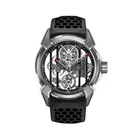 Montre EPIC X TITANIUM RED, Bracelet caoutchouc rouge, Boucle en titane, Cadran squelettepvd noir, Cadran squelette