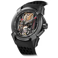 Montre EPIC X BLACK TITANIUM BLACK RING Bracelet caoutchouc noir, Boucle pvd noir, Cadran squelette