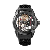 Montre EPIC X BLACK TITANIUM BLACK RING Bracelet caoutchouc noir, Boucle pvd noir, Cadran squelette