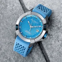 Montre EPIC X SPORT Electric blue, Bracelet caoutchouc nid d'abeille bleu clair, Boucle ardillon en acier, Cadran bleu clair motif diamant