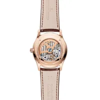 Montre MASTER ULTRA THIN Date Bracelet alligator marron, Boucle ardillon or rose, Cadran beige coquille d’oeuf