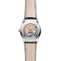 Montre MASTER ULTRA THIN Date Bracelet alligator noir, Boucle déployante, Cadran argenté