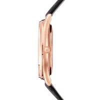 Montre MASTER ULTRA THIN Perpetual Bracelet alligator brun, Boucle ardillon or rose, Cadran beige coquille d' oeuf