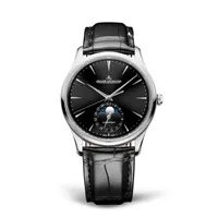 Montre MASTER ULTRA THIN Moon Bracelet alligator noir, Boucle déployante, Cadran noir soleillé