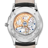 Montre MASTER ULTRA THIN Réserve de Marche Bracelet crocodile noir, Boucle déployante, Cadran argenté