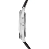 Montre MASTER ULTRA THIN Réserve de Marche Bracelet crocodile noir, Boucle déployante, Cadran argenté