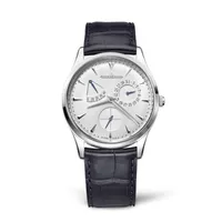 Montre MASTER ULTRA THIN Réserve de Marche Bracelet crocodile noir, Boucle déployante, Cadran argenté
