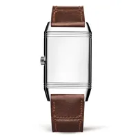 Montre REVERSO CLASSIC Medium Small Second Bracelet veau brun Fagliano, Boucle ardillon, Cadran argenté guilloché et brossé vertical