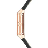 Montre REVERSO CLASSIC Small Duetto Bracelet alligator noir, Boucle déployante, Cadrans argenté guilloché et noir guilloché et soleillé