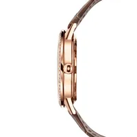 Montre RENDEZ-VOUS Night & Day Medium Bracelet alligator taupe, Boucle déployante or rose, Cadran argenté guilloché chiffres appliqués or rose