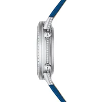 Montre RENDEZ-VOUS Moon Bracelet satin bleu, Boucle déployante or gris, Cadran nacre