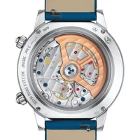 Montre RENDEZ-VOUS Moon Bracelet satin bleu, Boucle déployante or gris, Cadran nacre