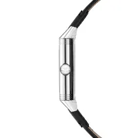 Montre REVERSO CLASSIC Large Small Seconds, Bracelet veau noir Fagliano, Boucle ardillon, Cadran argenté guilloché brossé vertical chiffres arabes