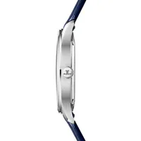 Montre MASTER CONTROL Date Bracelet cuir veau bleu, Boucle déployante, Cadran bleu soleillé brossé