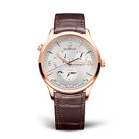 Montre MASTER CONTROL Geographic Bracelet alligator noir, Boucle ardillon or rose, Cadran argenté solleilé