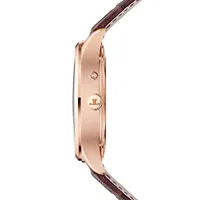 Montre MASTER CONTROL Geographic Bracelet alligator noir, Boucle ardillon or rose, Cadran argenté solleilé
