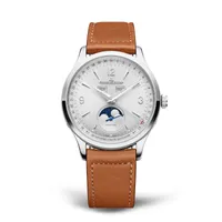 Montre MASTER CONTROL Calendar Bracelets acier et cuir marron clair interchangeables, Cadran argenté soleillé