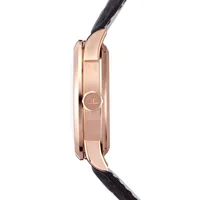 Montre DUOMETRE A QUANTIEME LUNAIRE Bracelet alligator marron foncé, Boucle déployante or rose, Cadran argenté grainé