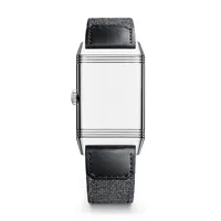 Montre REVERSO TRIBUTE Small Seconds, Bracelet veau noir Fagliano, Boucle déployante, Cadran opalin index et aiguilles noirs