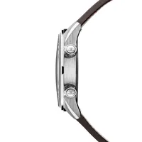 Montre POLARIS Automatic Bracelet veau marron, Boucle déployante, Cadran noir chiffres blancs