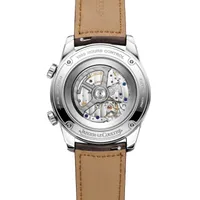 Montre POLARIS Automatic Bracelet veau marron, Boucle déployante, Cadran bleu chiffres blancs