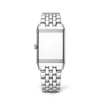 Montre REVERSO CLASSIC Medium Thin Bracelet acier, Cadran argenté chiffres décalqués noirs