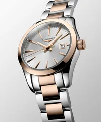 Montre CONQUEST CLASSIC, Bracelet acier et PVD rose, Cadran argenté soleillé
