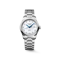 Montre LONGINES MASTER COLLECTION, Bracelet acier, Cadran nacre blanche index diamants