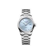 Montre LONGINES MASTER COLLECTION, Bracelet acier, Cadran bleu givré index diamants
