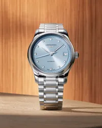 Montre LONGINES MASTER COLLECTION, Bracelet acier, Cadran bleu givré index diamants